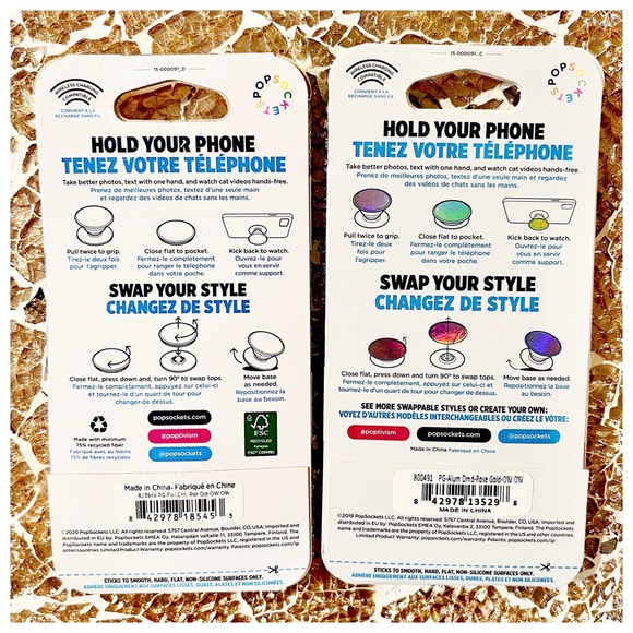 POPSOCKETS PopGrip Premium Bundle Foil Confetti & Metallic Diamond in Rose Gold - Picture 6 of 11